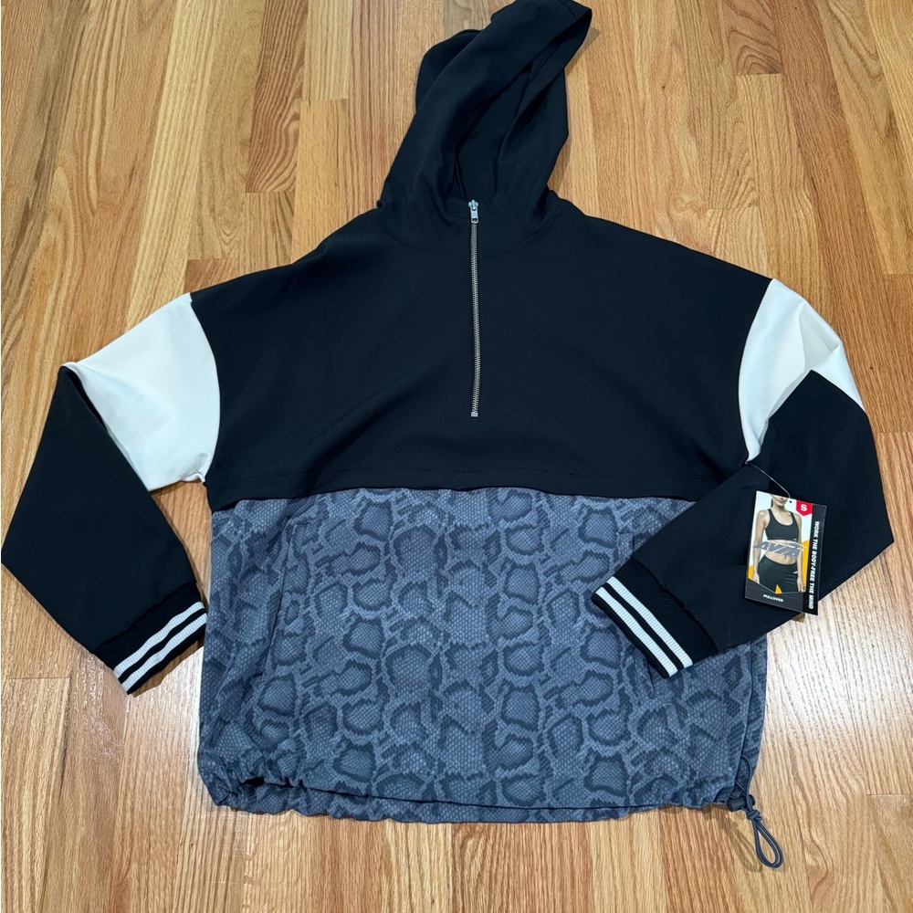 Avia Black and Gray Hooded Pullover Jacket